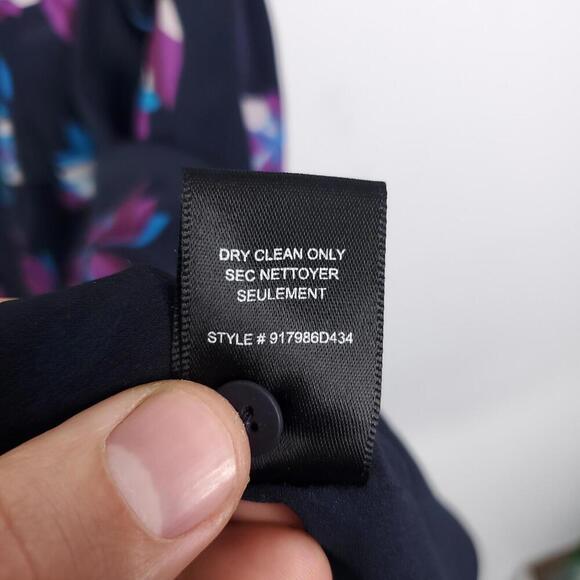 Rebecca Taylor Dress WOmens 12 Silk Colorful Florals Button Down Tie Waist - Picture 9 of 12